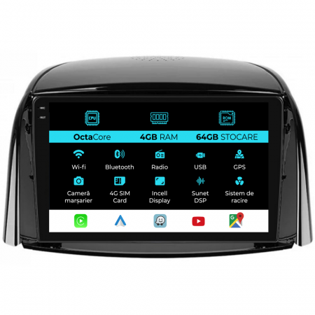Koleos (2008 - 2016) - Navigatie Dedicata Renault Koleos (2008-2016), 9Inch, 4Gb Ram, 64Gb Stocare, Carplay