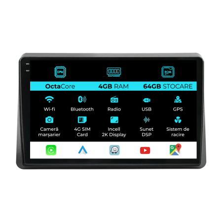 Master (2021 - 2025) - Navigatie Dedicata Renault Master (2019-2024), 2K, 4Gb Ram, 64Gb Stocare, Carplay