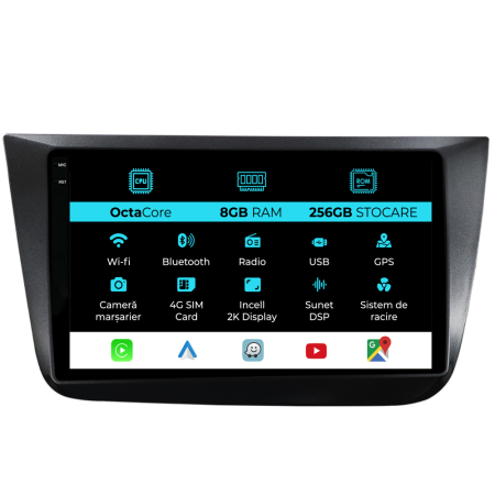 Altea (2004 - 2015) - Navigatie Dedicata Seat Altea (2004-2015), 2K, 8Gb Ram, 256Gb stocare, Carplay