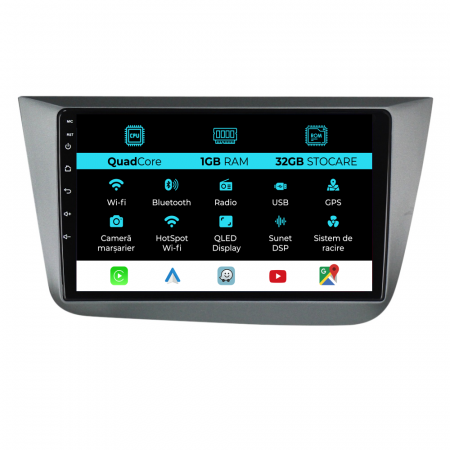 Altea (2004 - 2015) - Navigatie Dedicata Seat Altea (2004 - 2015), 9 Inch, 1Gb Ram, 32Gb stocare, Carplay