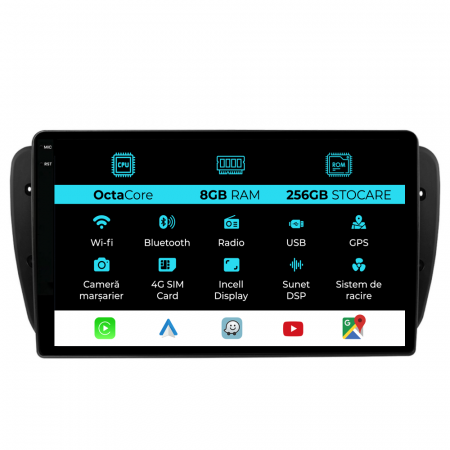 Ibiza 6J (2008 - 2016) - Navigatie Dedicata Seat Ibiza (2008-2016), 9Inch 8Gb Ram, 256Gb Stocare, Carplay