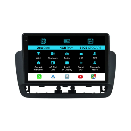 Ibiza 6J (2008 - 2016) - Navigatie Dedicata Seat Ibiza (2014 - 2017), 2K, 4Gb Ram, 64Gb Stocare, Android Auto, Carplay