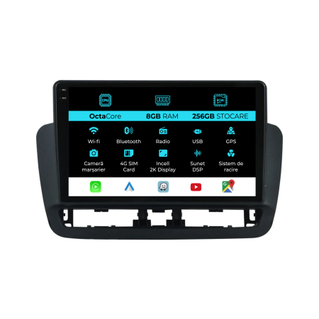 Ibiza 6J (2008 - 2016) - Navigatie Dedicata Seat Ibiza (2014 - 2017), 2K, 8Gb Ram, 256Gb Stocare, Android Auto, Carplay