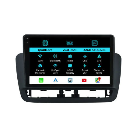 Ibiza 6J (2008 - 2016) - Navigatie Dedicata Seat Ibiza (2014 - 2017), 9 Inch, 2Gb Ram, 32Gb Stocare, Android Auto, Carplay