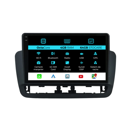 Ibiza 6J (2008 - 2016) - Navigatie Dedicata Seat Ibiza (2014 - 2017), 9 Inch, 4Gb Ram, 64Gb Stocare, Android Auto, Carplay
