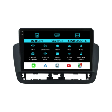 Ibiza 6J (2008 - 2016) - Navigatie Dedicata Seat Ibiza (2014 - 2017),QuadCore, 9 Inch, 4Gb Ram, 64Gb Stocare, Android Auto, Carplay