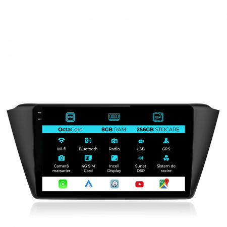 Fabia (2014-2019) - Navigatie Dedicata Skoda Fabia (2014-2019), Incell 9Inch, 8Gb Ram, 256Gb Stocare, Carplay
