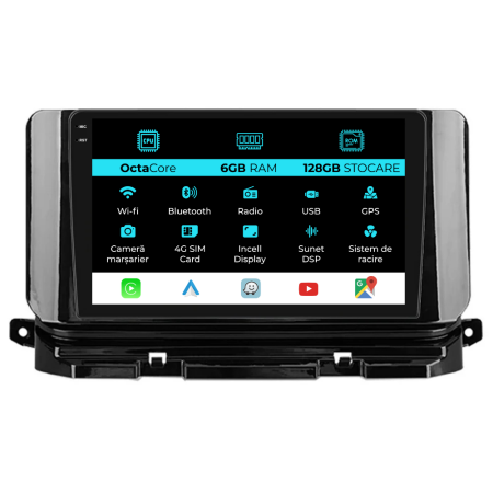 Octavia 4 (2019-2026) - Navigatie Dedicata Skoda Octavia 4 (2019 - 2026), 10 Inch, 6Gb Ram, 128Gb Stocare, Android Auto, Carplay