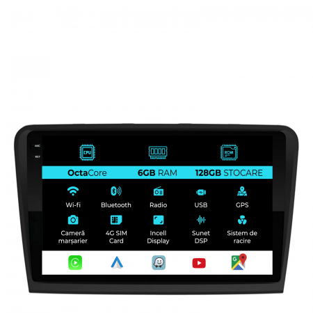 Superb 2 (2008 - 2015) - Navigatie Dedicata Skoda Superb 2 (2008-2015), 10Inch, 6Gb Ram, 128Gb Stocare, Carplay