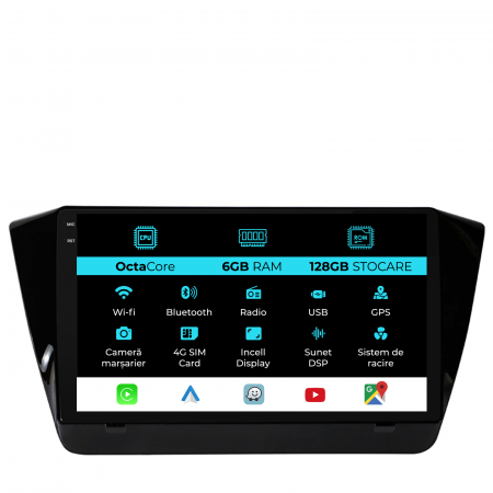 Superb 3 (2015 - 2019) - Navigatie Dedicata Skoda Superb 3 (2015-2019), 10Inch, 6Gb Ram, 128Gb Stocare, Carplay