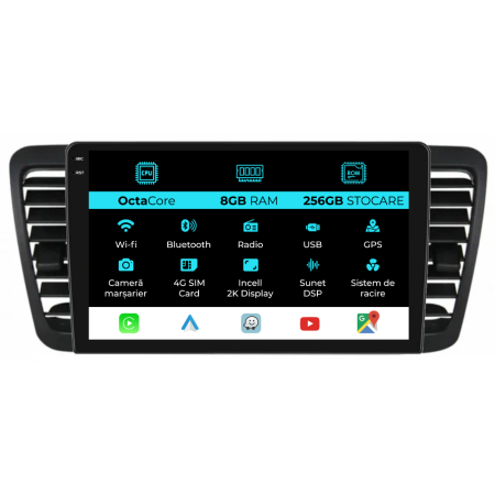 Legacy Outback (2004-2009) - Navigatie Dedicata Subaru Legacy Outback (2004-2009), 2K, 8Gb Ram, 256Gb Stocare, Carplay
