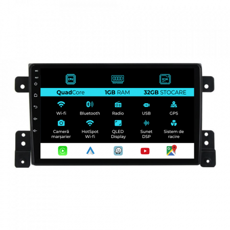 Grand Vitara (2005 - 2015) - Navigatie Dedicata Suzuki Grand Vitara 3 (2005-2015), 9Inch, 1Gb Ram, 32Gb Stocare, Carplay
