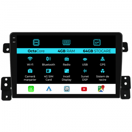 Grand Vitara (2005 - 2015) - Navigatie Dedicata Suzuki Grand Vitara 3 (2005-2015), 9Inch, 4Gb Ram, 64Gb Stocare, Carplay