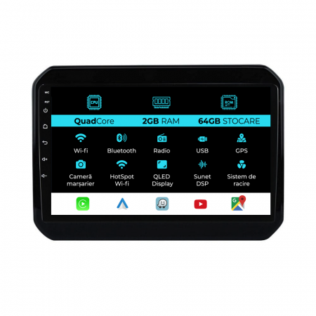 Ignis (2016 - 2025) - Navigatie Dedicata Suzuki Ignis (2016 - 2025), 9Inch, 2Gb Ram, 64Gb Stocare, Carplay