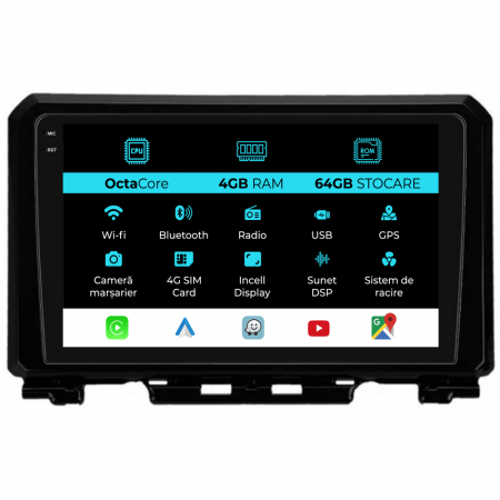 Jimny (2019 - 2023) - Navigatie Dedicata Suzuki Jimny (2018-2023), 9Inch, 4Gb Ram, 64Gb Stocare, Carplay