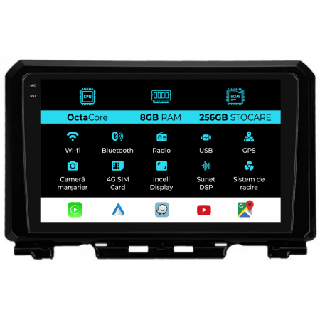 Jimny (2019 - 2023) - Navigatie Dedicata Suzuki Jimny (2018-2023), 9Inch, 8Gb Ram, 256Gb Stocare, Carplay