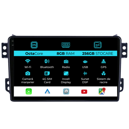 Splash (2008-2014) - Navigatie Dedicata Suzuki Splash (2007-2014), 9Inch, 8Gb Ram, 256Gb Stocare, Carplay