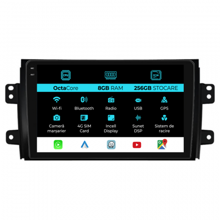 SX4 (2006 - 2014) - Navigatie Dedicata Suzuki SX4 (2006-2012), 9Inch 8Gb Ram, 256Gb Stocare, Carplay