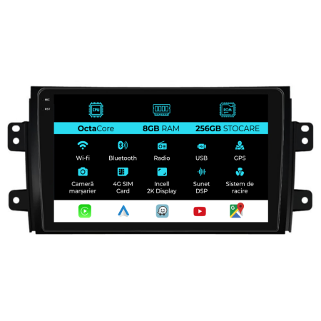 SX4 (2006 - 2014) - Navigatie Dedicata Suzuki SX4 (2006-2012), 2K, 8Gb Ram, 256Gb Stocare, Carplay
