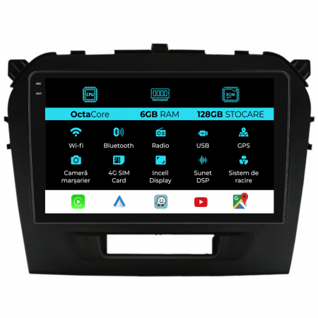 Vitara (2014-2019) - Navigatie Dedicata Suzuki Vitara (2014-2019), 9Inch, 6Gb Ram, 128Gb Stocare, Carplay