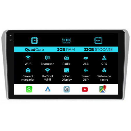 Avensis (2002 - 2008) - Navigatie Dedicata Toyota Avensis (2002-2008), 9 Inch, 2Gb Ram, 32Gb stocare, Carplay