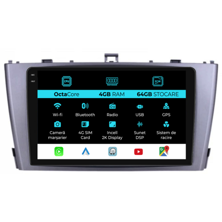Avensis (2008 - 2015) - Navigatie Dedicata Toyota Avensis (2008-2015), 2K, 4Gb Ram, 64Gb Stocare, Carplay