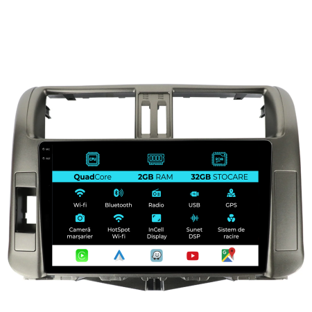 Land Cruiser Prado J150 (2009-2013) - Navigatie Dedicata Toyota Land Cruiser Prado J150 (2009-2013), 9Inch, 2Gb Ram, 32Gb Stocare, Carplay