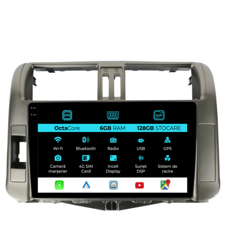 Land Cruiser Prado J150 (2009-2013) - Navigatie Dedicata Toyota Land Cruiser Prado J150 (2009-2013), 9Inch, 6Gb Ram, 128Gb Stocare, Carplay