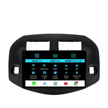 Rav 4 (2006-2013) - Navigatie Dedicata Toyota Rav 4 (2006-2013), 10Inch, 4Gb Ram, 64Gb Stocare, Carplay