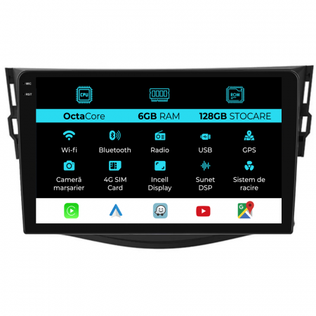 Rav 4 (2006-2013) - Navigatie Dedicata Toyota Rav 4 (2006-2013), 9Inch, 6Gb Ram, 128Gb Stocare, Carplay
