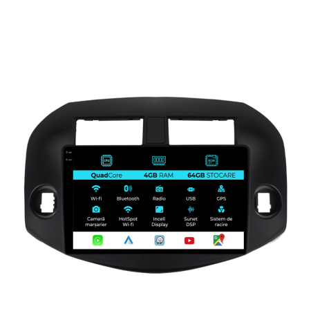 Rav 4 (2006-2013) - Navigatie Dedicata Toyota Rav 4 (2006-2013),QuadCore, 10Inch, 4Gb Ram, 64Gb Stocare, Carplay