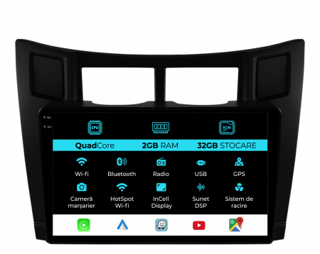 Yaris P9 (2005 - 2011) - Navigatie Dedicata Toyota Yaris (2005-2011), 9Inch, 2Gb Ram, 32Gb Stocare, Carplay