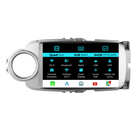 Toyota - Navigatie Dedicata Toyota Yaris (2011-2018),QuadCore, 9Inch, 4Gb Ram, 64Gb Stocare, Carplay