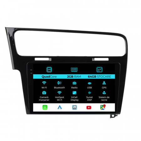 Golf 7 (2013 - 2020) - Navigatie Dedicata Volkswagen Golf 7 (2013-2020), 10Inch, 2Gb Ram, 32Gb Stocare, Carplay
