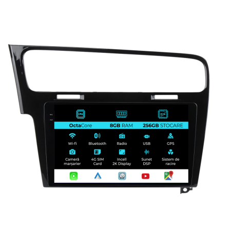 Golf 7 (2013 - 2020) - Navigatie Dedicata Volkswagen Golf 7 (2013-2020), 2K, 8Gb Ram, 256Gb Stocare, Carplay