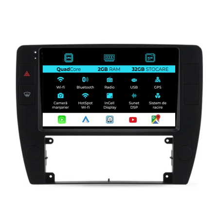 Passat B5 (2000 - 2005) - Navigatie Dedicata Volkswagen Passat B5 (2000-2005), 9Inch, 2Gb Ram, 32Gb Stocare, Carplay