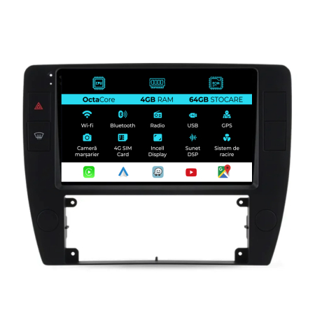 Passat B5 (2000 - 2005) - Navigatie Dedicata Volkswagen Passat B5 (2000-2005), 9Inch, 4Gb Ram, 64Gb Stocare, Carplay
