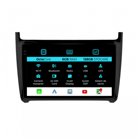 Polo (2009 - 2018) - Navigatie Dedicata Volkswagen Polo (2009-2018), Incell 9Inch, 6Gb Ram, 128Gb Stocare, Carplay