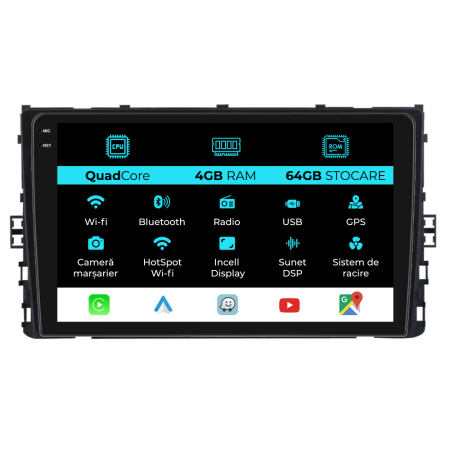 T-Cross 2018+ - Navigatie Dedicata Volkswagen T-Cross 2018+,QuadCore, 9Inch, 4Gb Ram, 64Gb Stocare, Carplay