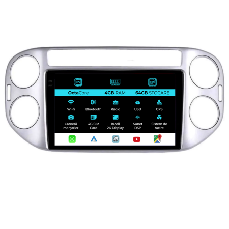 Tiguan (2007 - 2015) - Navigatie Dedicata Volkswagen Tiguan (2006-2016), 2K, 4Gb Ram, 64Gb Stocare, Carplay