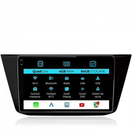 Tiguan (2016 - 2023) - Navigatie Dedicata Volkswagen Tiguan (2016 - 2023),QuadCore, 10Inch, 4Gb Ram, 64Gb Stocare, Carplay