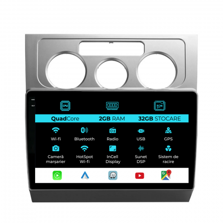 Touran (2003 - 2014) - Navigatie Dedicata Volkswagen Touran (2003-2010), 10Inch, 2Gb Ram, 32Gb Stocare, Carplay