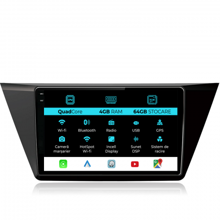 Touran (2015 - 2020) - Navigatie Dedicata Volkswagen Touran (2015 - 2020),QuadCore, 10Inch, 4Gb Ram, 64Gb Stocare, Carplay