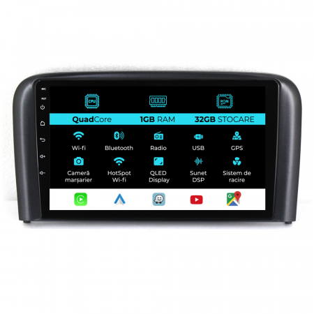 S80 (1998 - 2006) - Navigatie Dedicata Volvo S80 (1998-2006), 9Inch, 1Gb Ram, 32Gb Stocare, Carplay