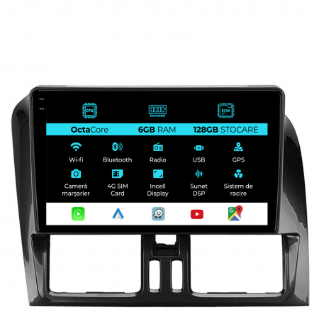 XC 60 (2008 - 2017) - Navigatie Dedicata Volvo Xc60 (2008 - 2017), 9 Inch, 6Gb Ram, 128Gb stocare, Carplay