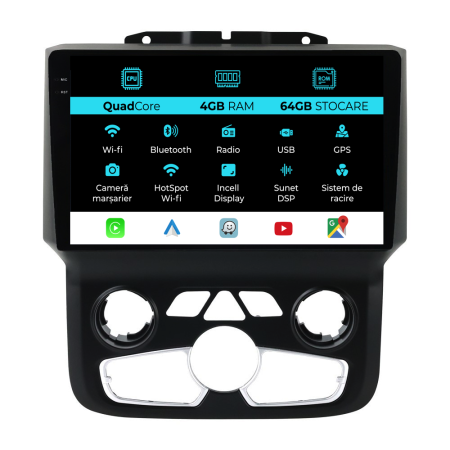 Ram (2013 - 2019) - Navigatie Dodge Ram (2013 - 2019),QuadCore, 9 Inch, 4Gb Ram, 64Gb Stocare, Android Auto, Carplay