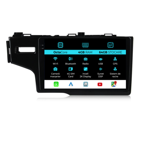 Fit / Jazz (2013 - 2020) - Navigatie Honda Fit / Jazz (2013 - 2020), 2K, 4Gb Ram, 64Gb Stocare, Android Auto, Carplay