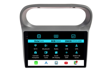 Twingo (2005 - 2013) - Navigatie Renault Twingo (2005 - 2013), 2K, 8Gb Ram, 256Gb Stocare, Android Auto, Carplay