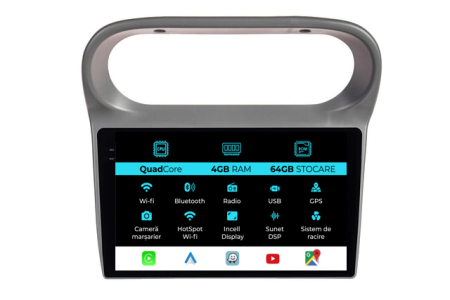Twingo (2005 - 2013) - Navigatie Renault Twingo (2005 - 2013),QuadCore, 9 Inch, 4Gb Ram, 64Gb Stocare, Android Auto, Carplay
