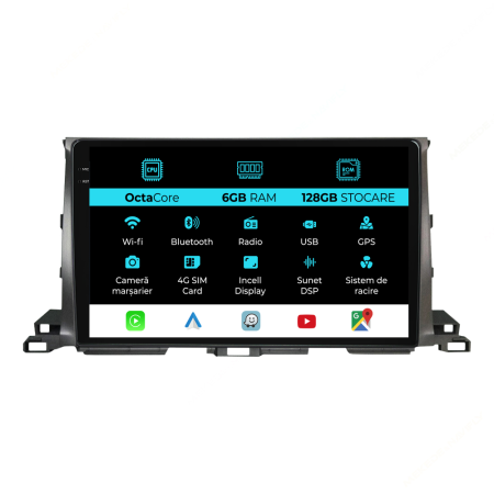 Highlander (2013 - 2021) - Navigatie Toyota Highlander (2013 - 2021), 10 Inch, 6Gb Ram, 128Gb Stocare, Android Auto, Carplay